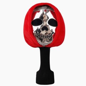 Red Reaper Golf Driver Headcover Skull Mask Red Hood Plush 460cc Club Protector